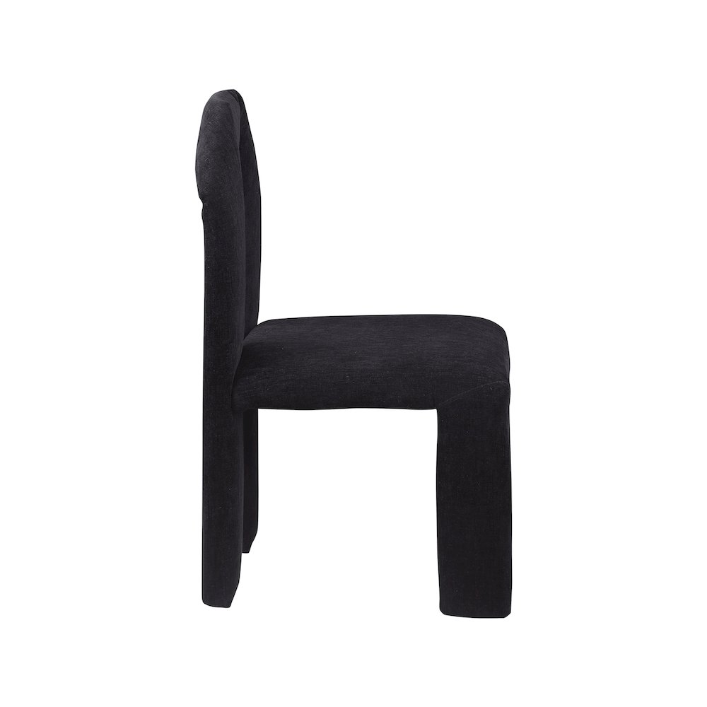 Bennett Black Chenille Fabric Dining Chair, Set of 2. Picture 3