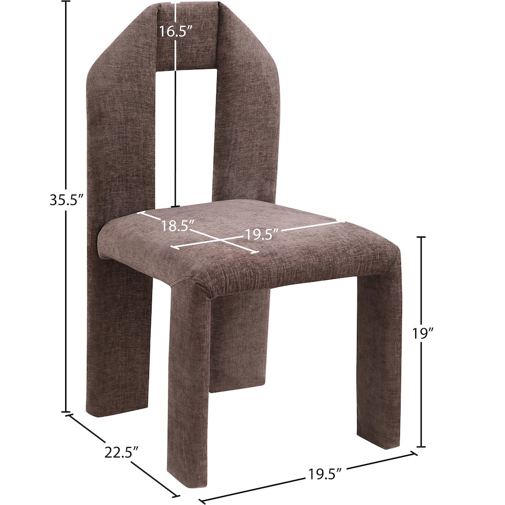 Bennett Brown Chenille Fabric Dining Chair, Set of 2. Picture 7