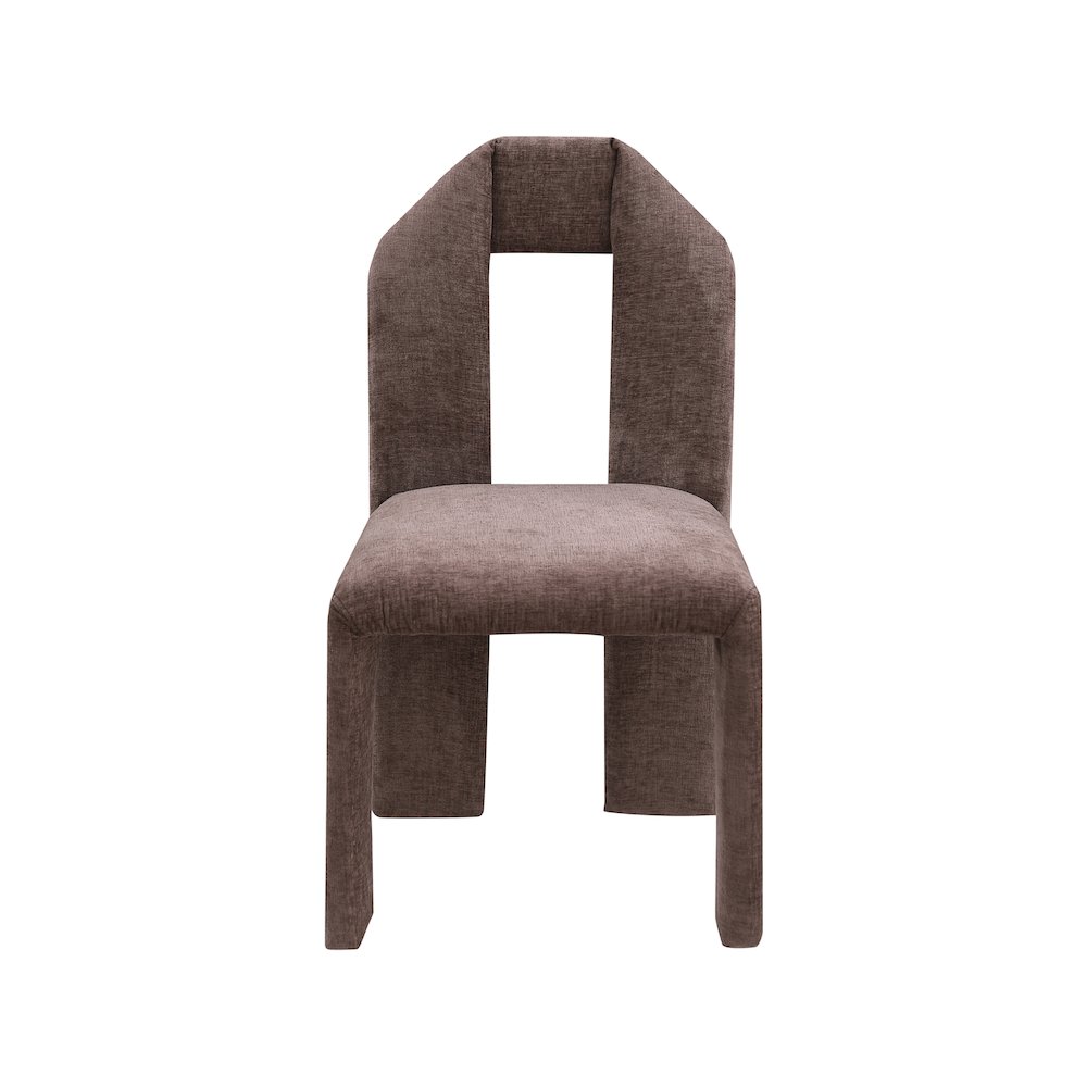 Bennett Brown Chenille Fabric Dining Chair, Set of 2. Picture 2