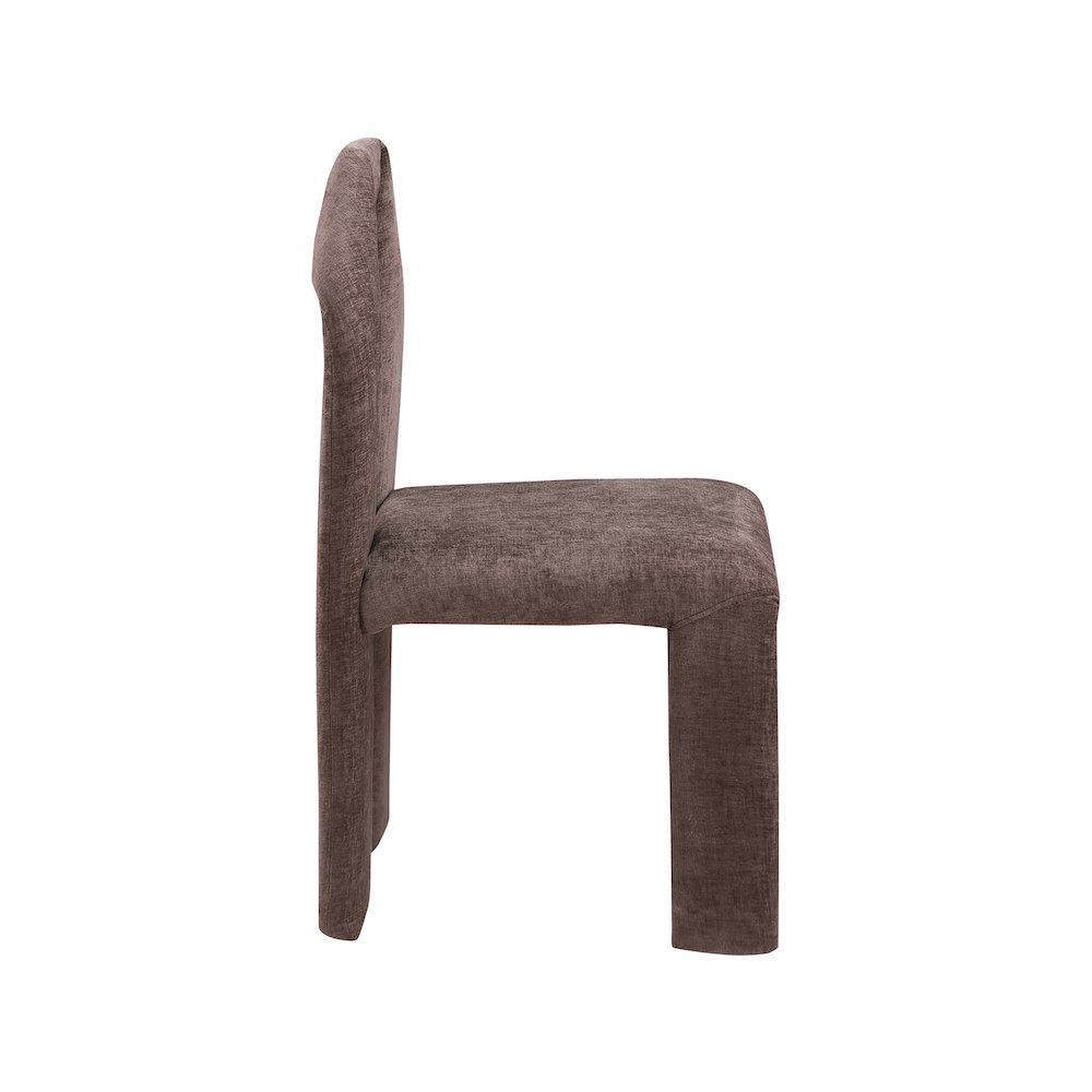 Bennett Brown Chenille Fabric Dining Chair, Set of 2. Picture 3