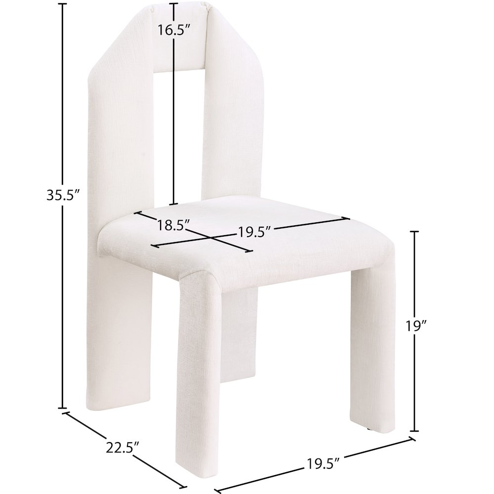 Bennett Cream Chenille Fabric Dining Chair, Set of 2. Picture 7