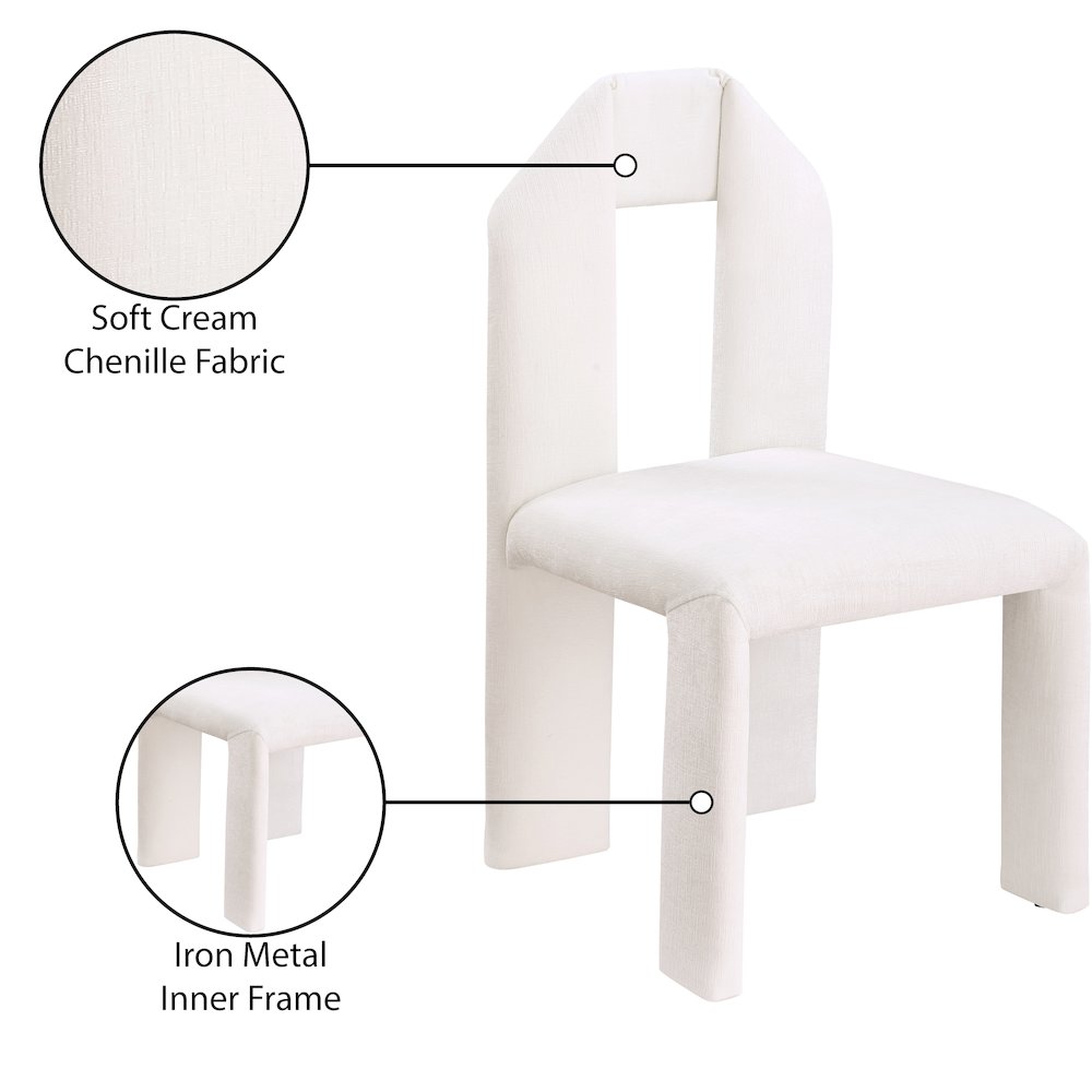 Bennett Cream Chenille Fabric Dining Chair, Set of 2. Picture 8