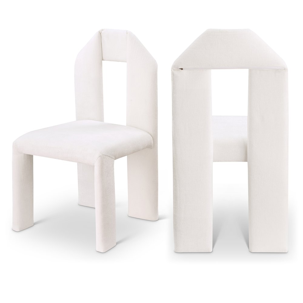 Bennett Cream Chenille Fabric Dining Chair, Set of 2. Picture 1