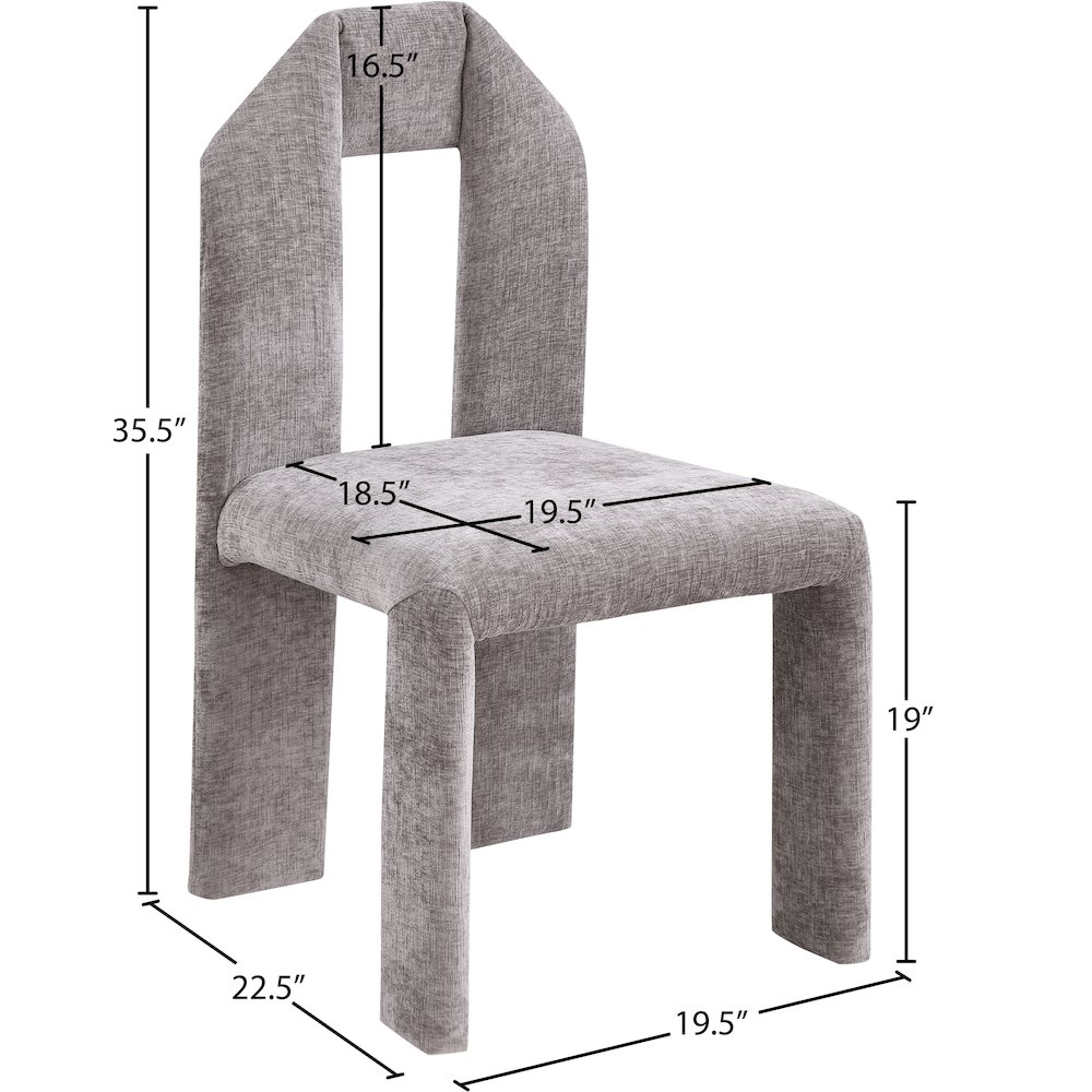 Bennett Grey Chenille Fabric Dining Chair, Set of 2. Picture 7