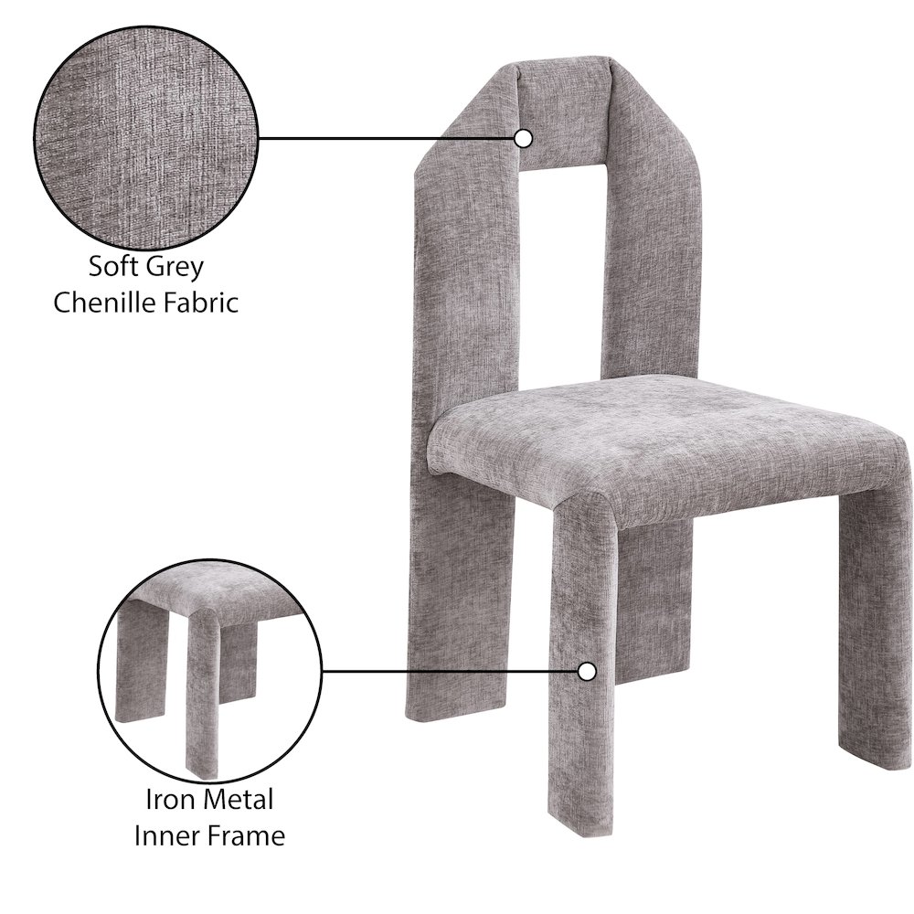Bennett Grey Chenille Fabric Dining Chair, Set of 2. Picture 8