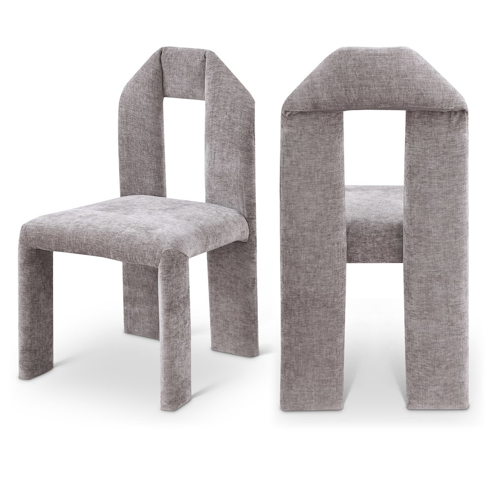 Bennett Grey Chenille Fabric Dining Chair, Set of 2. Picture 1