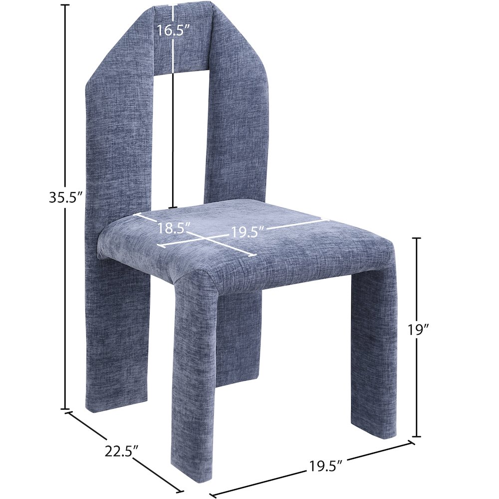 Bennett Light Blue Chenille Fabric Dining Chair, Set of 2. Picture 7