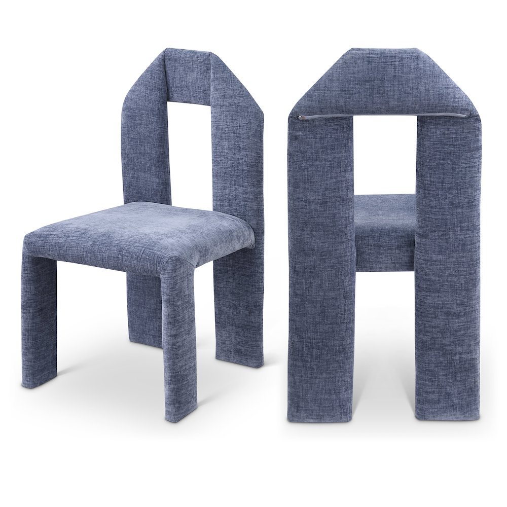 Bennett Light Blue Chenille Fabric Dining Chair, Set of 2. Picture 1