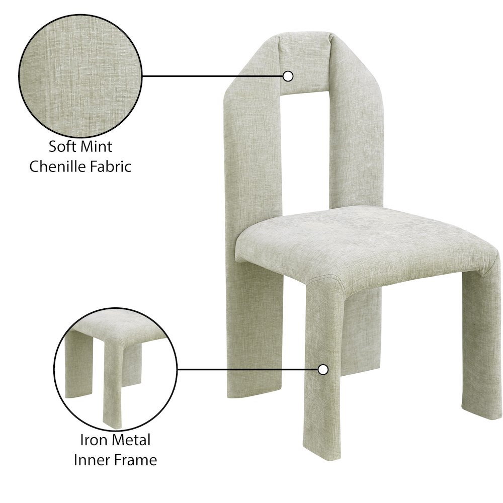 Bennett Mint Chenille Fabric Dining Chair, Set of 2. Picture 8