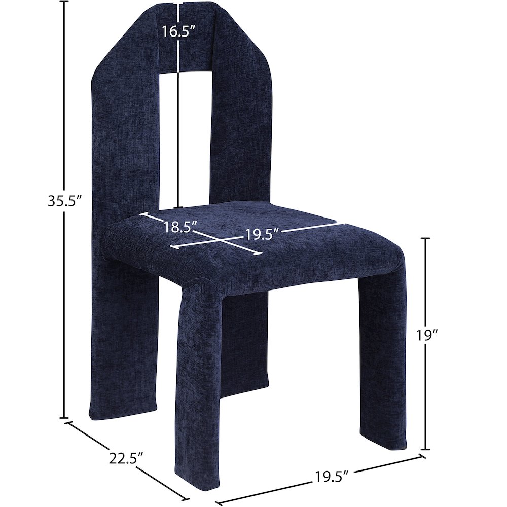Bennett Navy Chenille Fabric Dining Chair, Set of 2. Picture 7