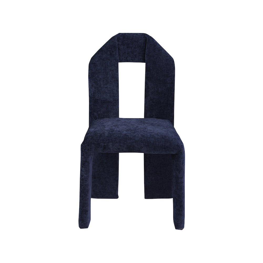 Bennett Navy Chenille Fabric Dining Chair, Set of 2. Picture 2