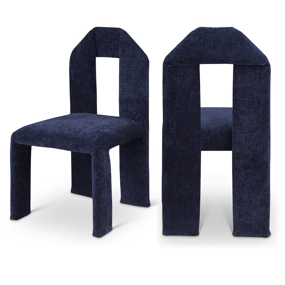Bennett Navy Chenille Fabric Dining Chair, Set of 2. Picture 1
