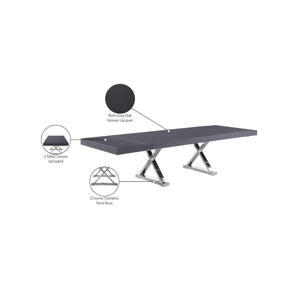 Excel Grey Oak Veneer Lacquer Extendable Dining Table. Picture 10