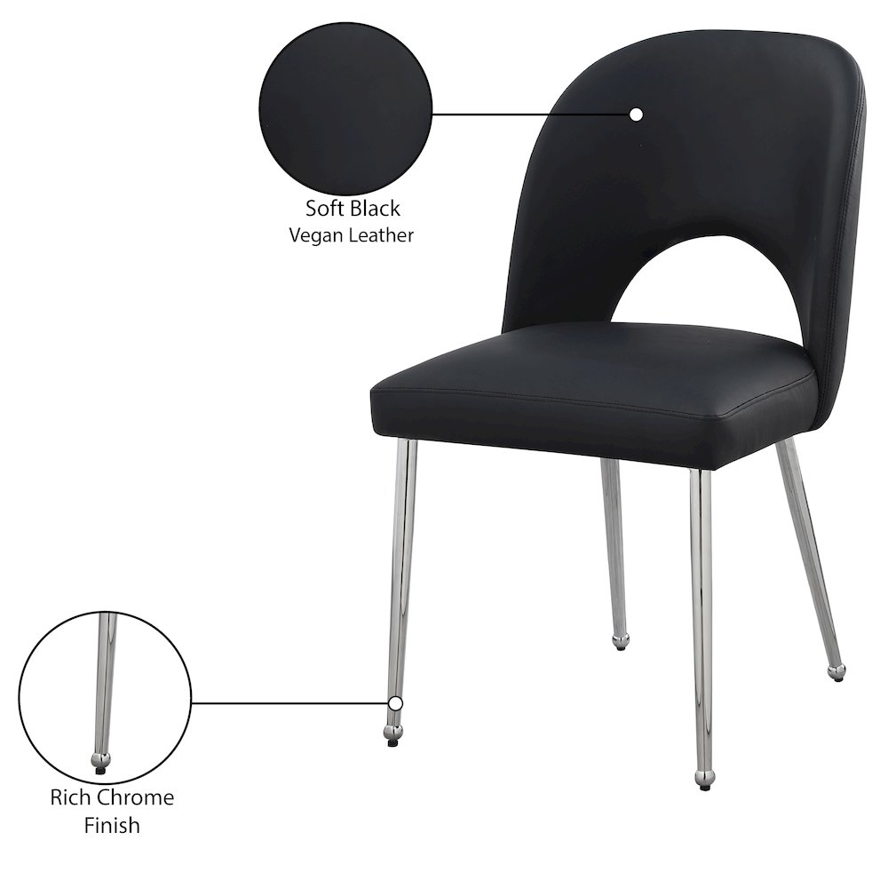 Logan Black Vegan Leather Dining Chair, Set of 2. Picture 7