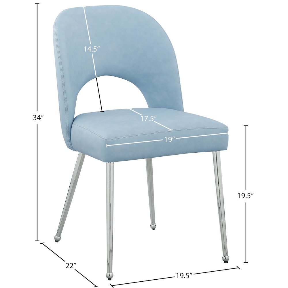 Logan Light Blue Vegan Leather Dining Chair, Set of 2. Picture 6