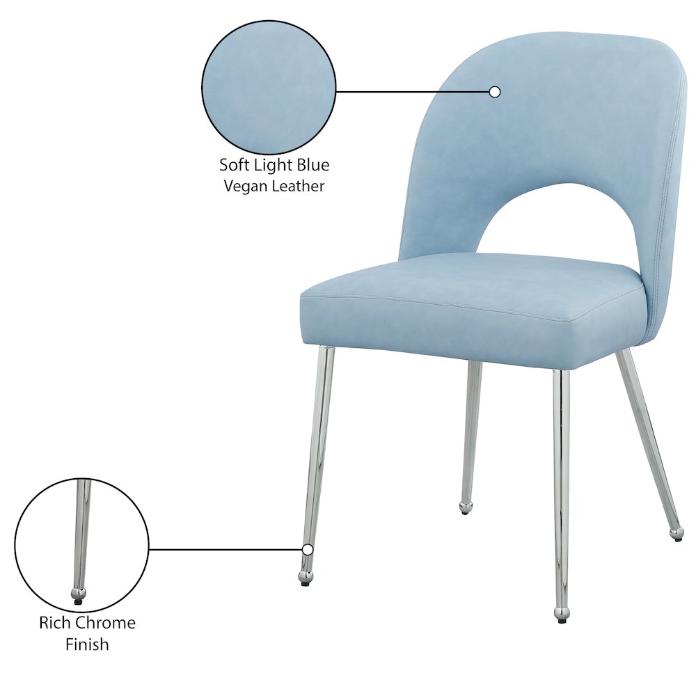 Logan Light Blue Vegan Leather Dining Chair, Set of 2. Picture 7