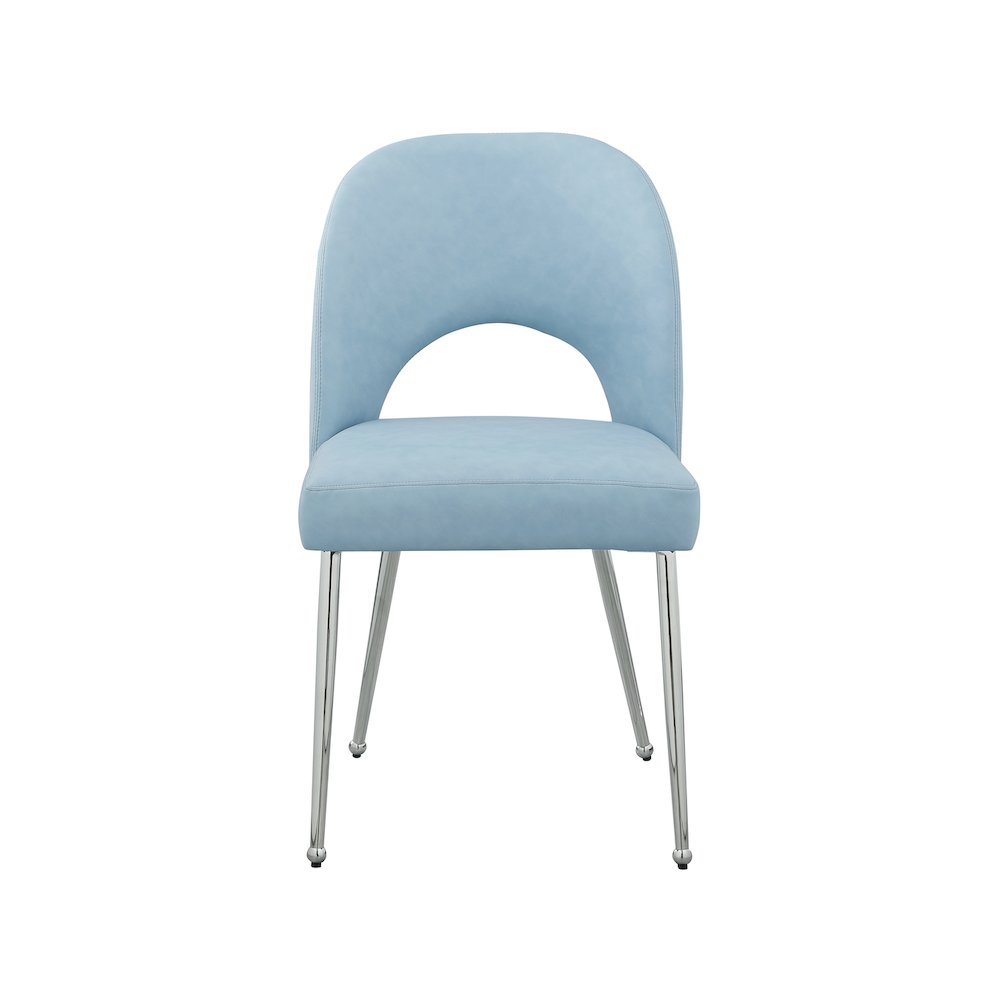 Logan Light Blue Vegan Leather Dining Chair, Set of 2. Picture 3