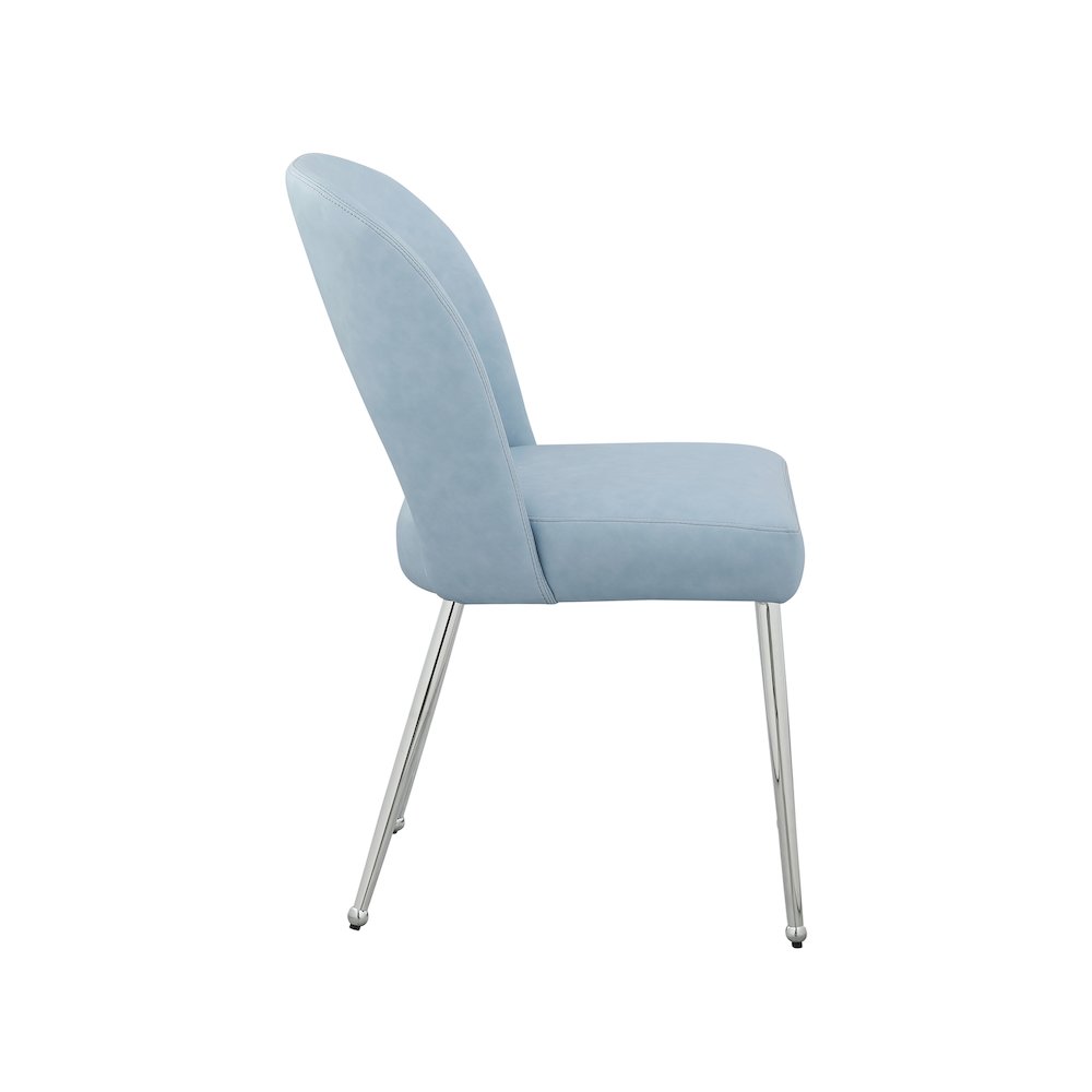 Logan Light Blue Vegan Leather Dining Chair, Set of 2. Picture 4