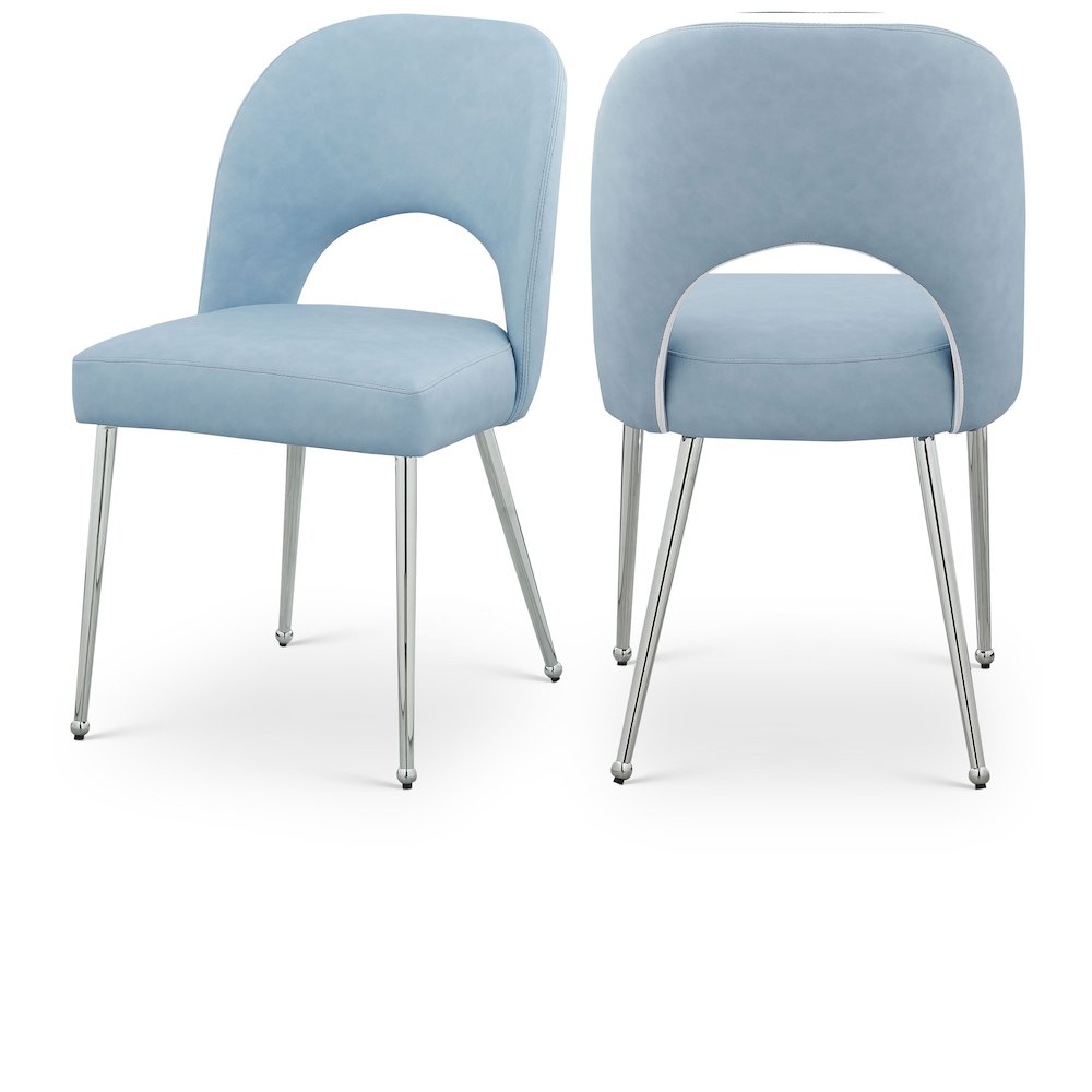 Logan Light Blue Vegan Leather Dining Chair, Set of 2. Picture 1
