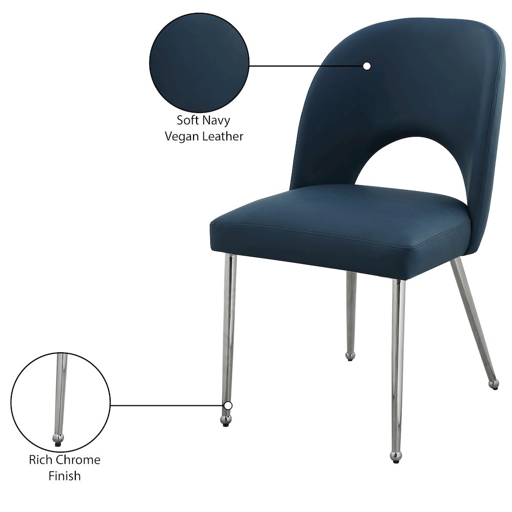 Logan Navy Vegan Leather Dining Chair, Set of 2. Picture 7