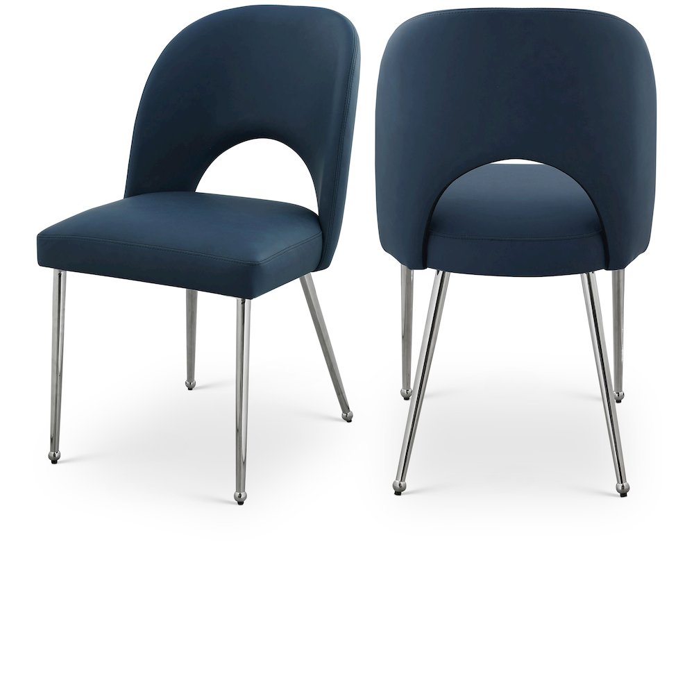 Logan Navy Vegan Leather Dining Chair, Set of 2. Picture 1