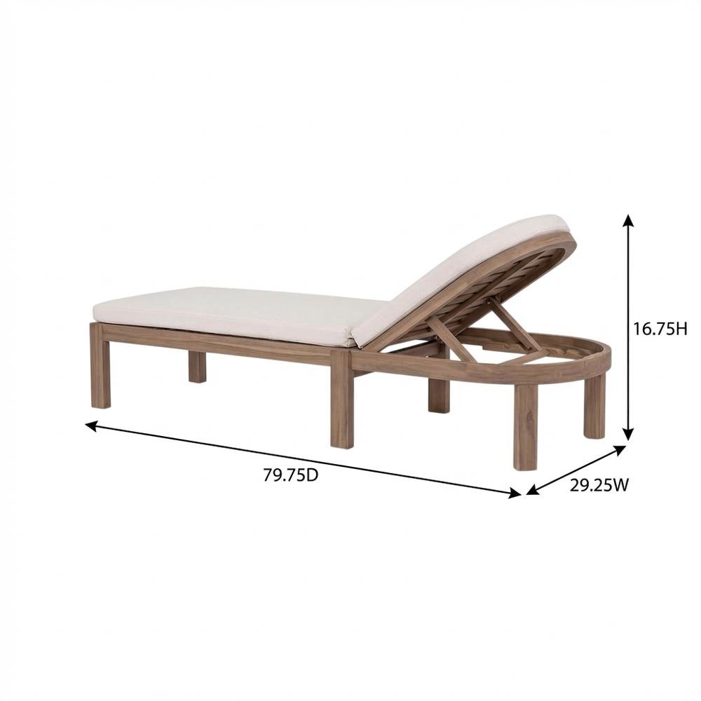 Cream Fabric Outdoor Lounge Chair With Contemporary Style And Cushioned Seat. Picture 7