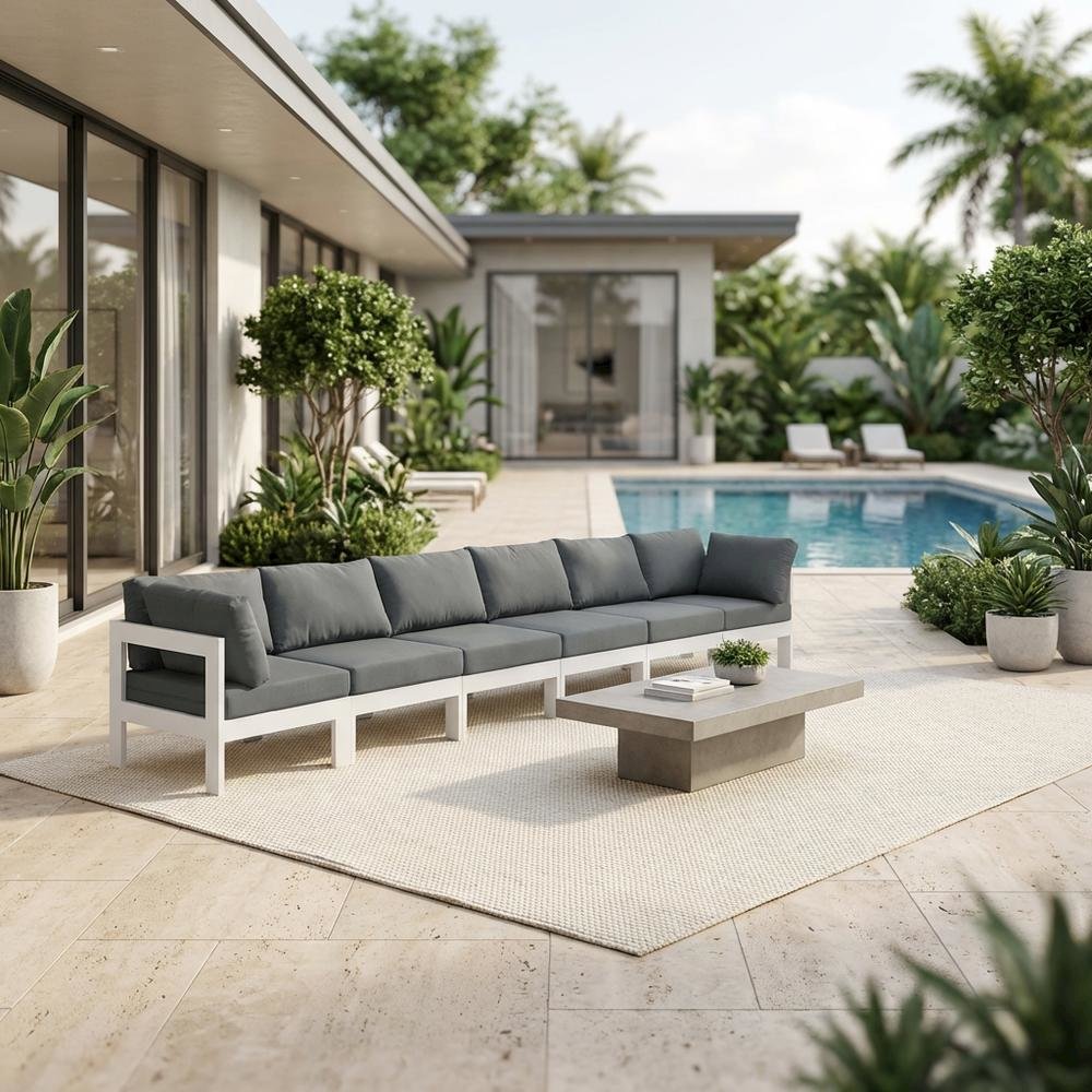 Gray Fabric Outdoor Modular Sofa With Contemporary Style And Cushioned Seating. Picture 3