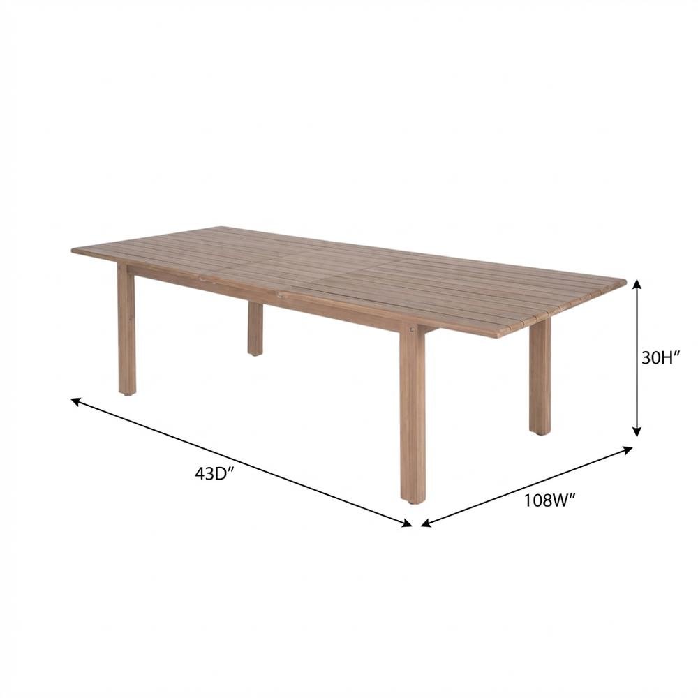 Natural Acacia Wood Outdoor Dining Table With Adjustable Width. Picture 7