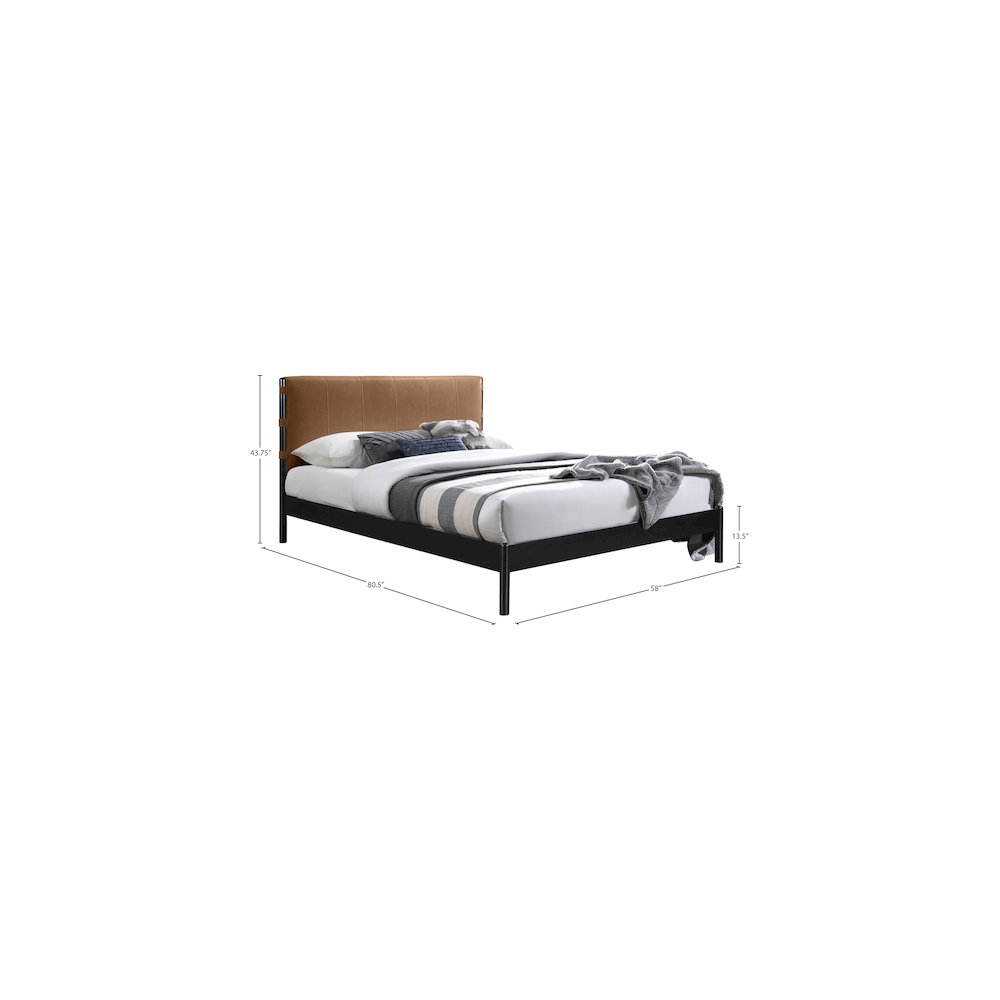 Abigail Cognac Vegan Leather Full Bed. Picture 6