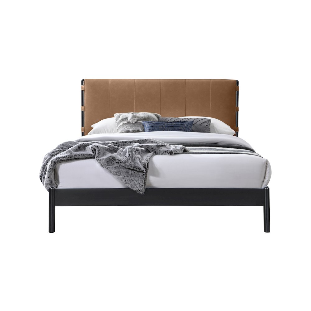 Abigail Cognac Vegan Leather Full Bed. Picture 2