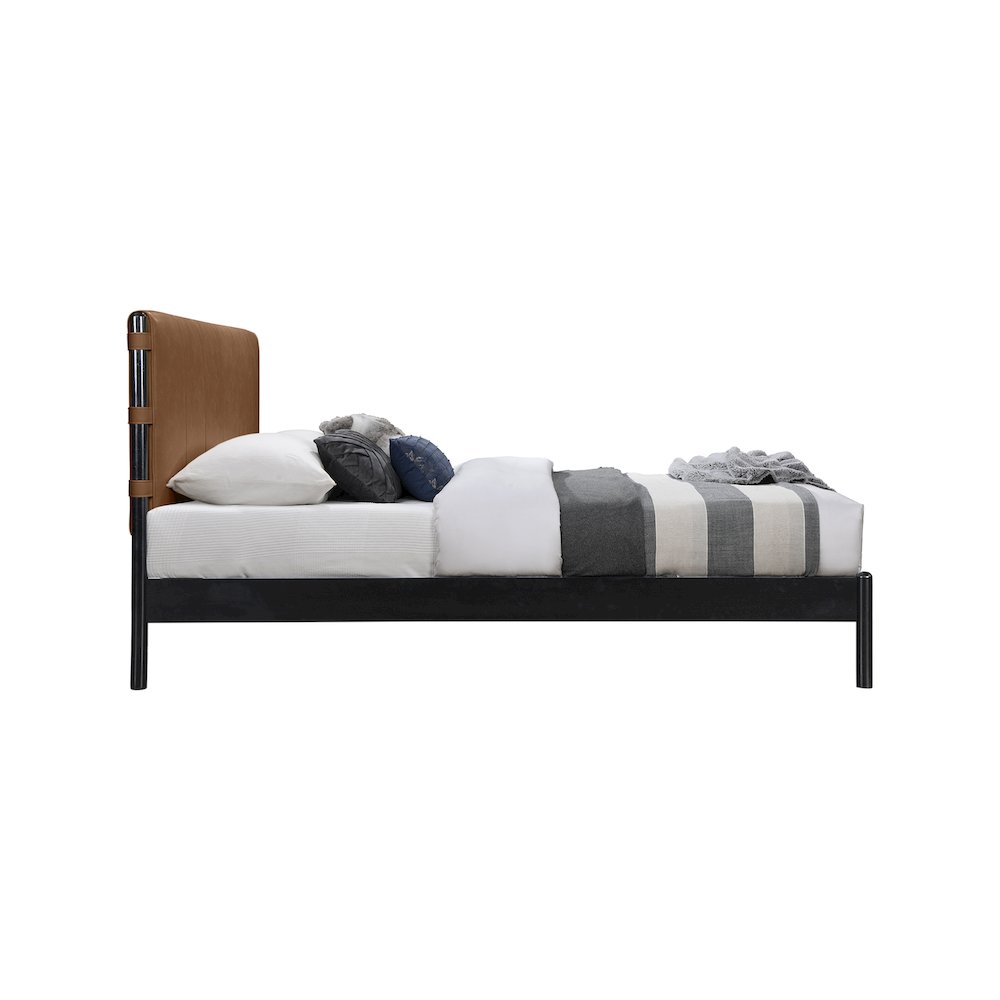 Abigail Cognac Vegan Leather Full Bed. Picture 3