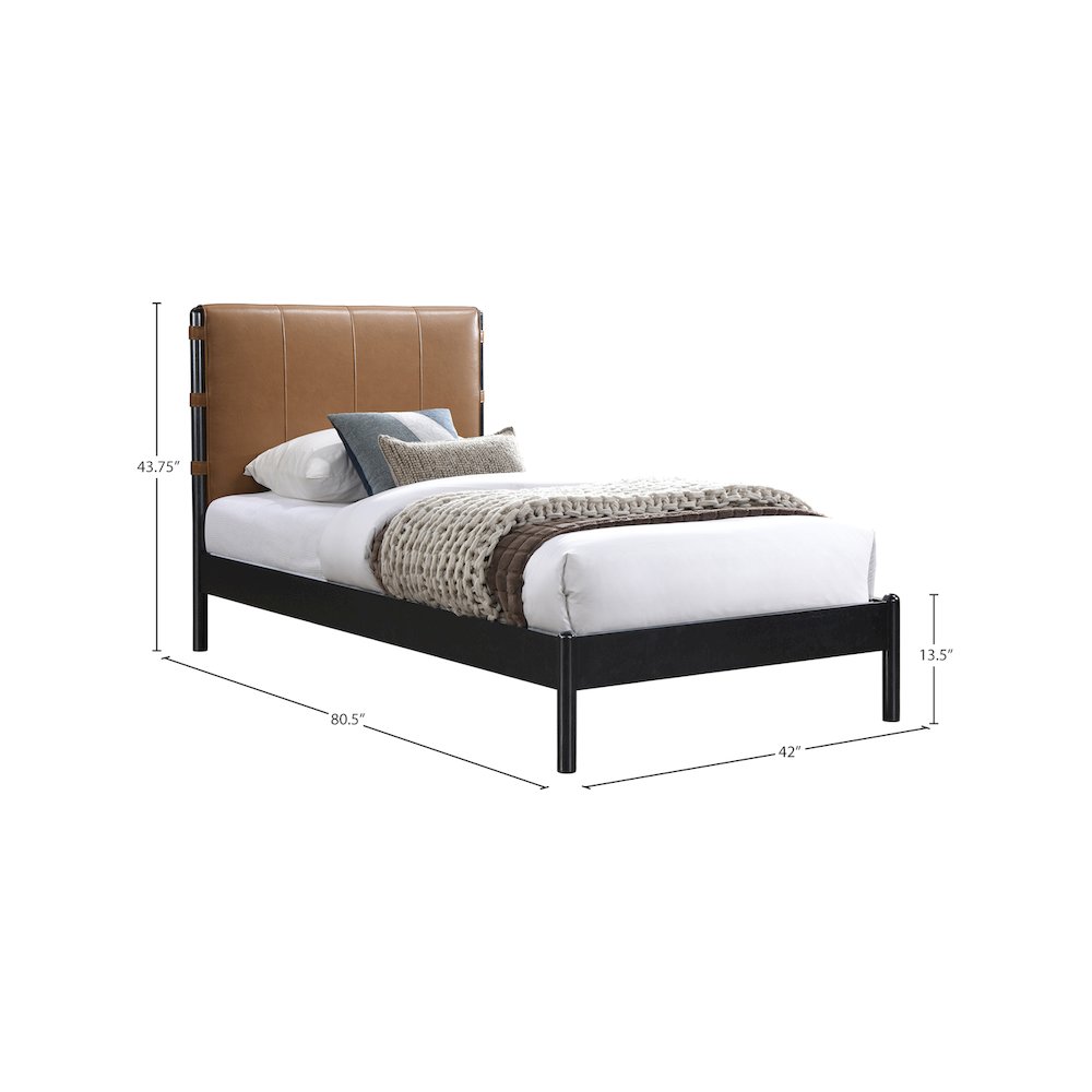 Abigail Cognac Vegan Leather Twin Bed. Picture 6