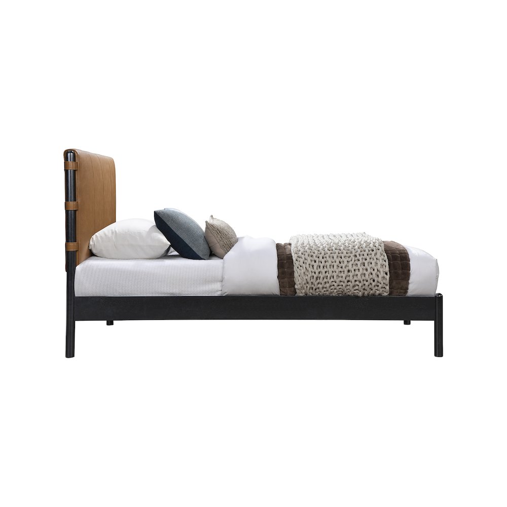 Abigail Cognac Vegan Leather Twin Bed. Picture 3