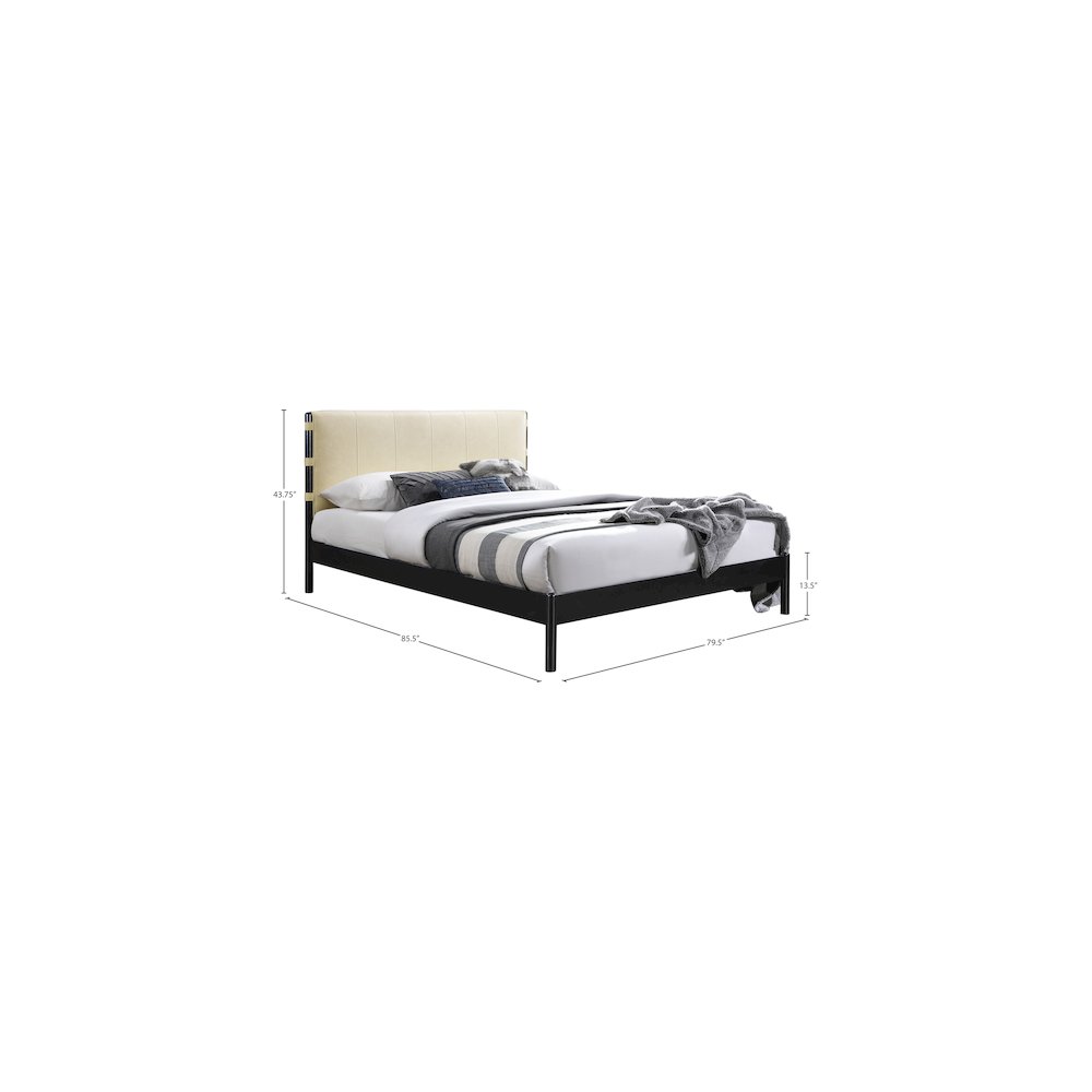 Abigail Cream Vegan Leather King Bed. Picture 6