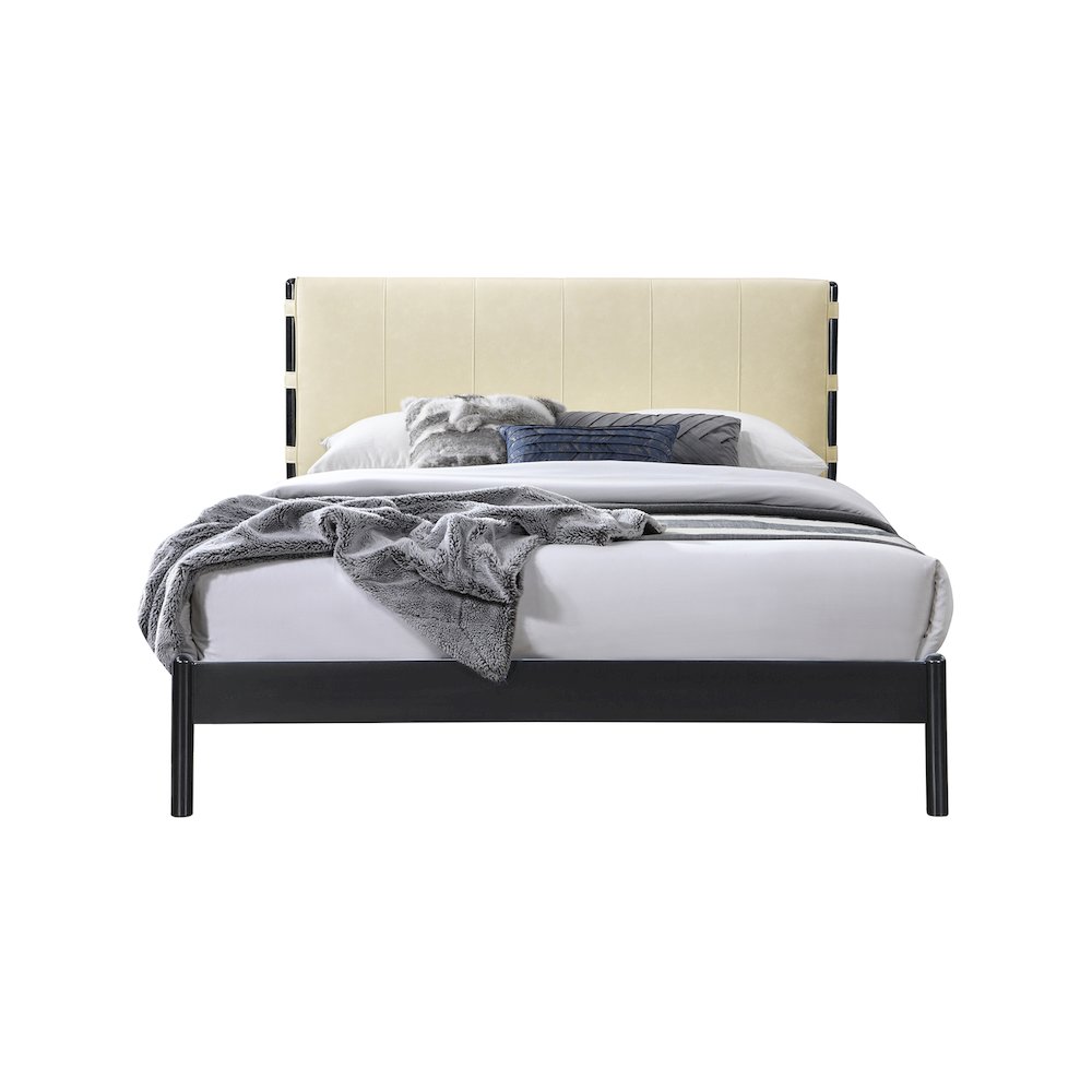 Abigail Cream Vegan Leather King Bed. Picture 2