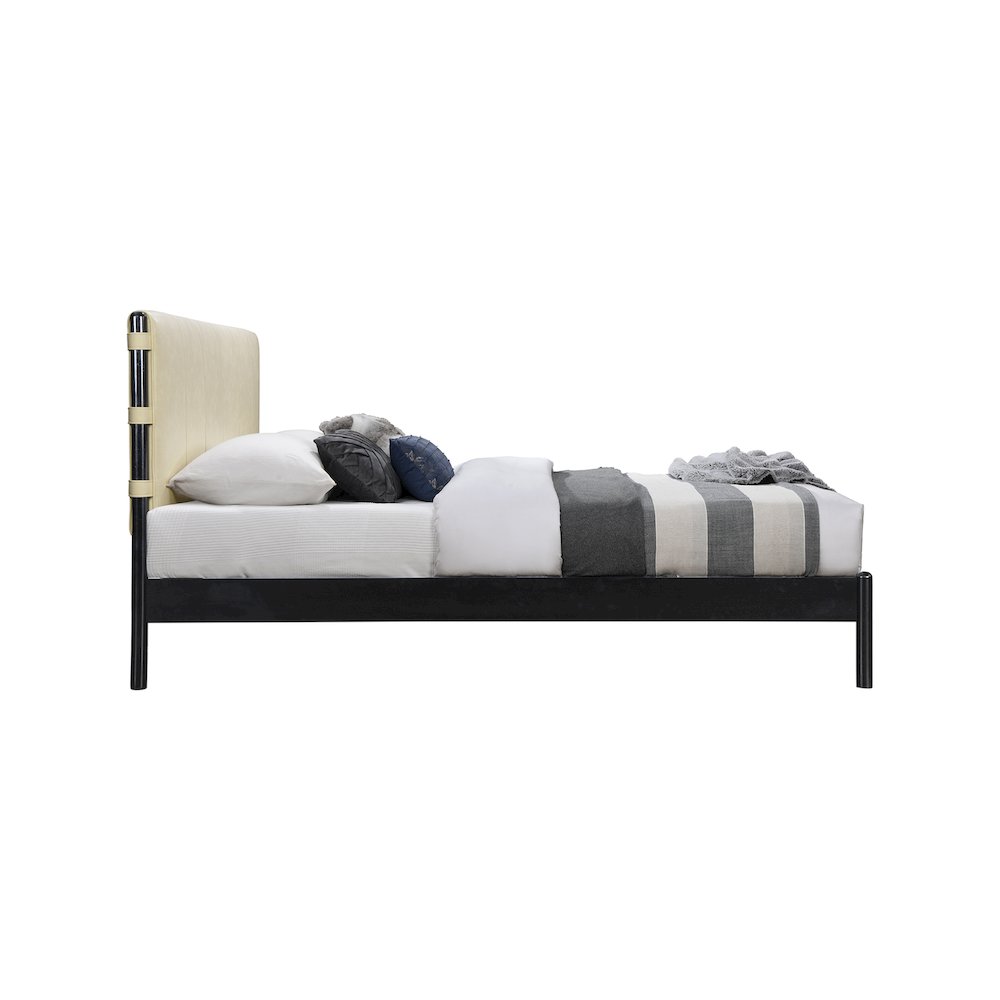 Abigail Cream Vegan Leather King Bed. Picture 3