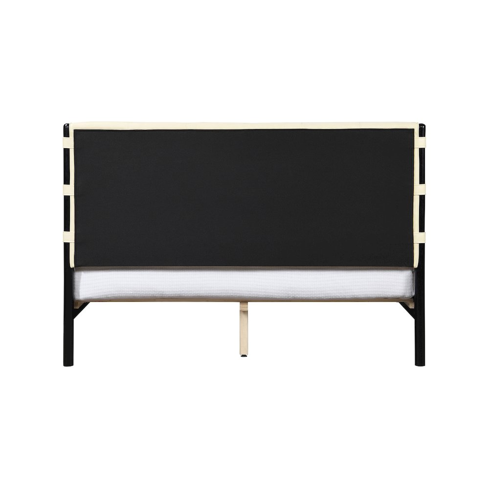 Abigail Cream Vegan Leather King Bed. Picture 4