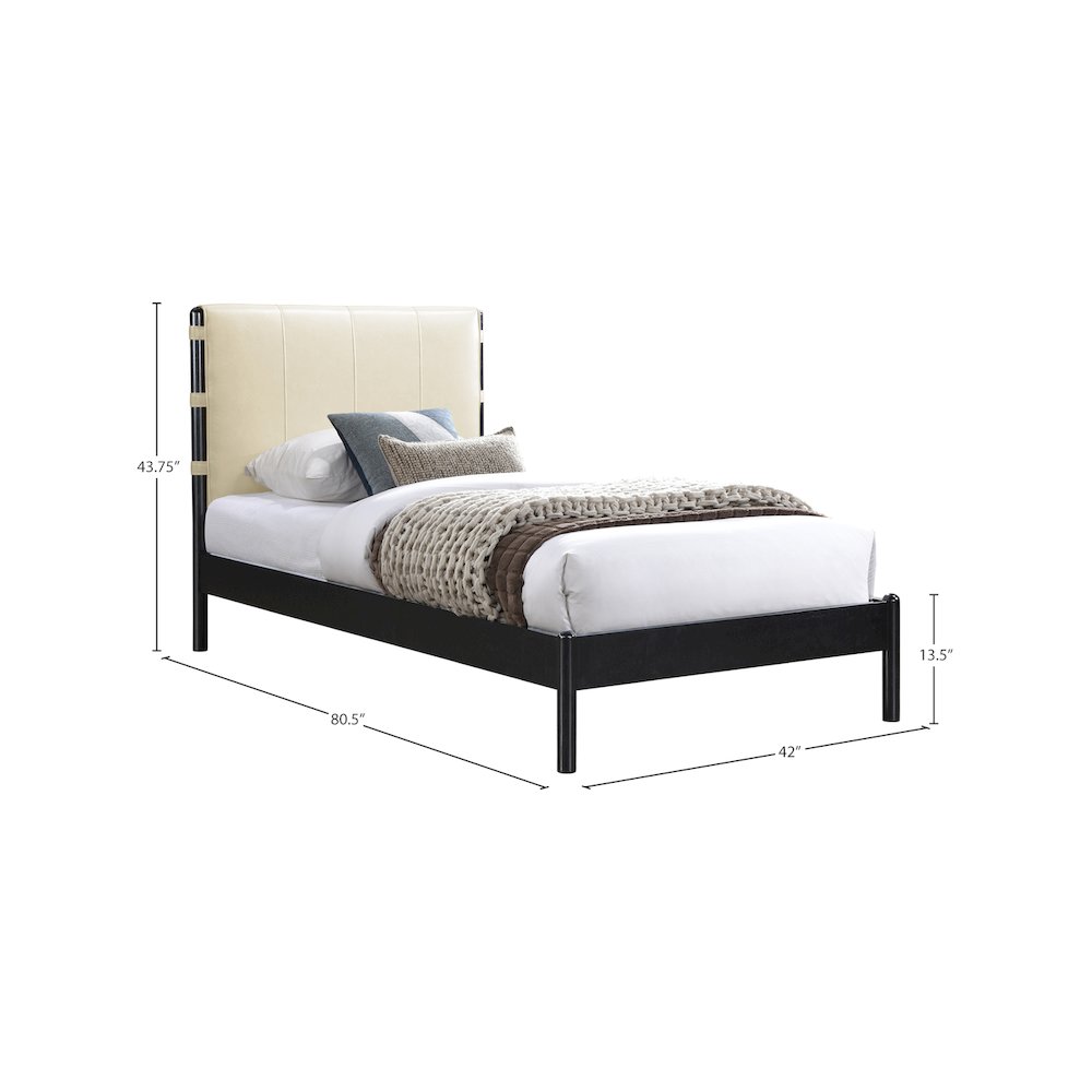Abigail Cream Vegan Leather Twin Bed. Picture 6