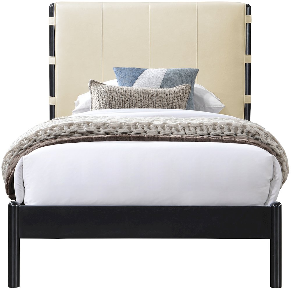 Abigail Cream Vegan Leather Twin Bed. Picture 2