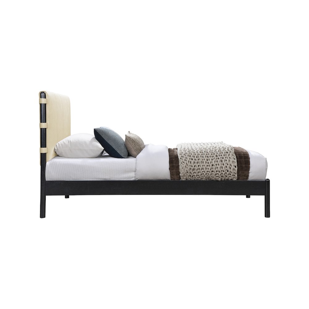 Abigail Cream Vegan Leather Twin Bed. Picture 3
