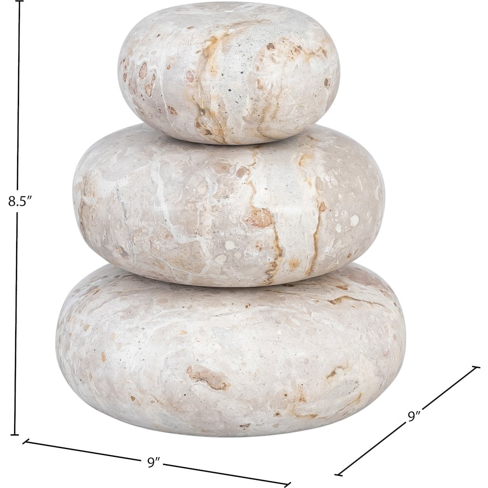 Pumpkin Beige Marble 3pc. Decorative Object. Picture 2
