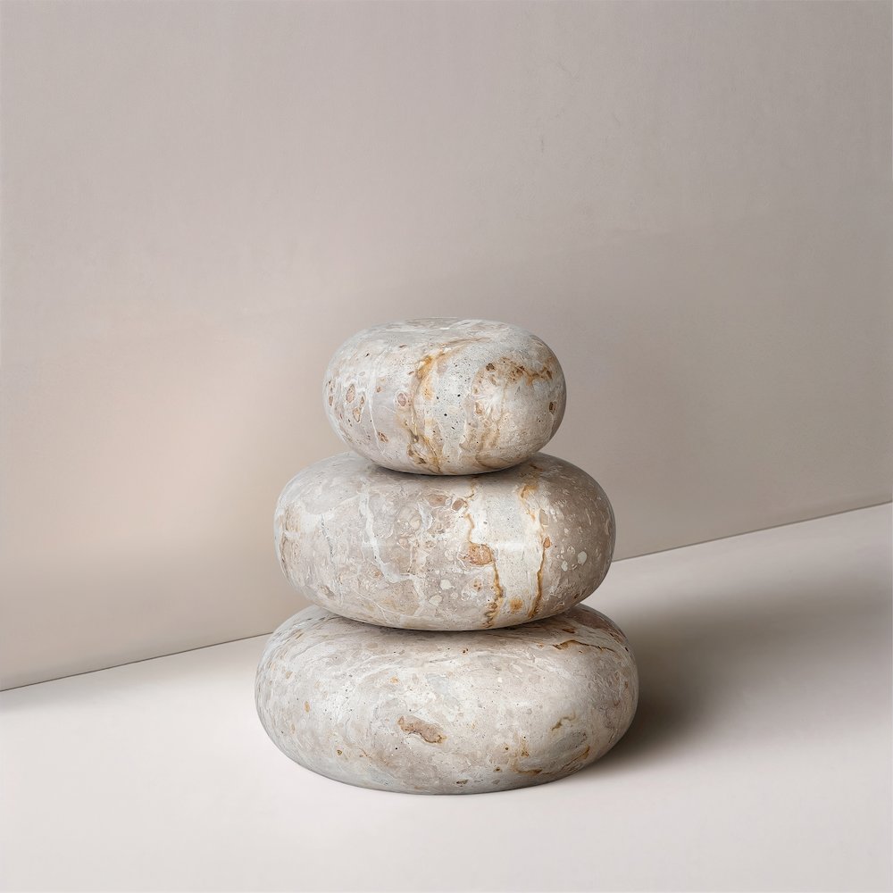 Pumpkin Beige Marble 3pc. Decorative Object. Picture 3