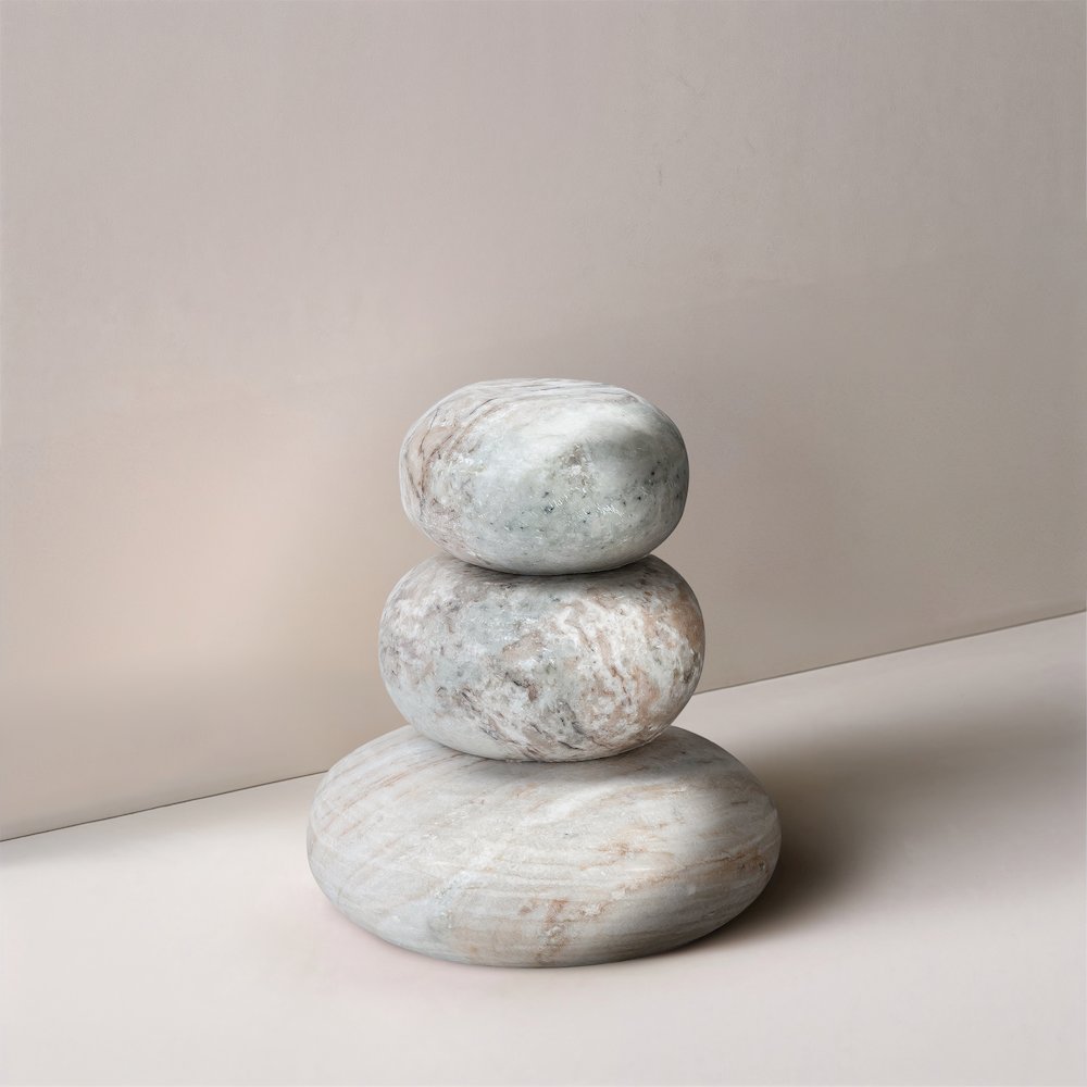 Pumpkin Brown Marble 3pc. Decorative Object. Picture 3
