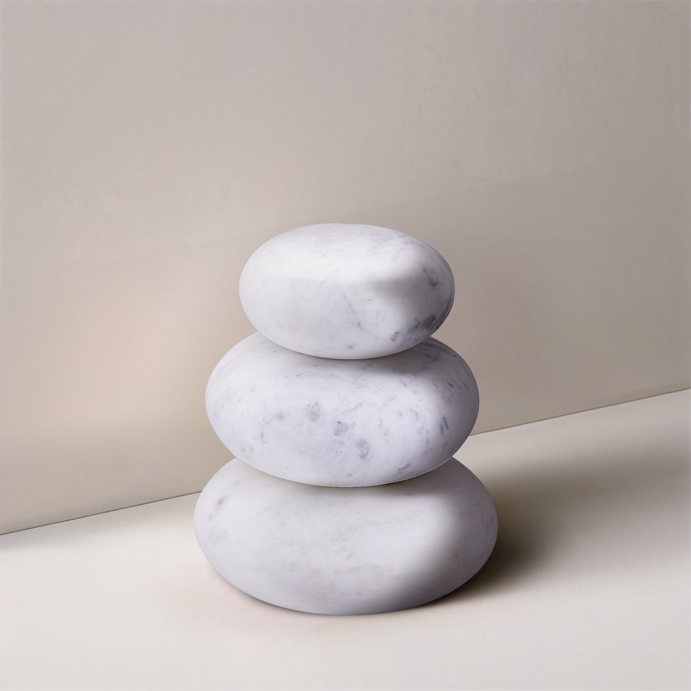Pumpkin White Marble 3pc. Decorative Object. Picture 3