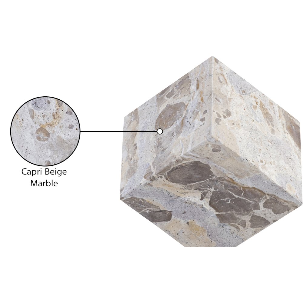 Block Beige Marble Decorative Cube. Picture 3