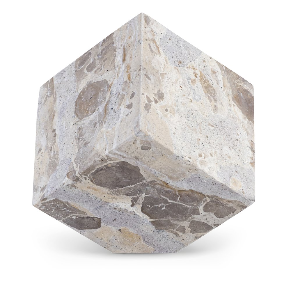 Block Beige Marble Decorative Cube. Picture 1