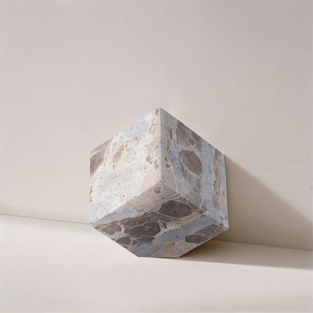 Block Beige Marble Decorative Cube. Picture 4