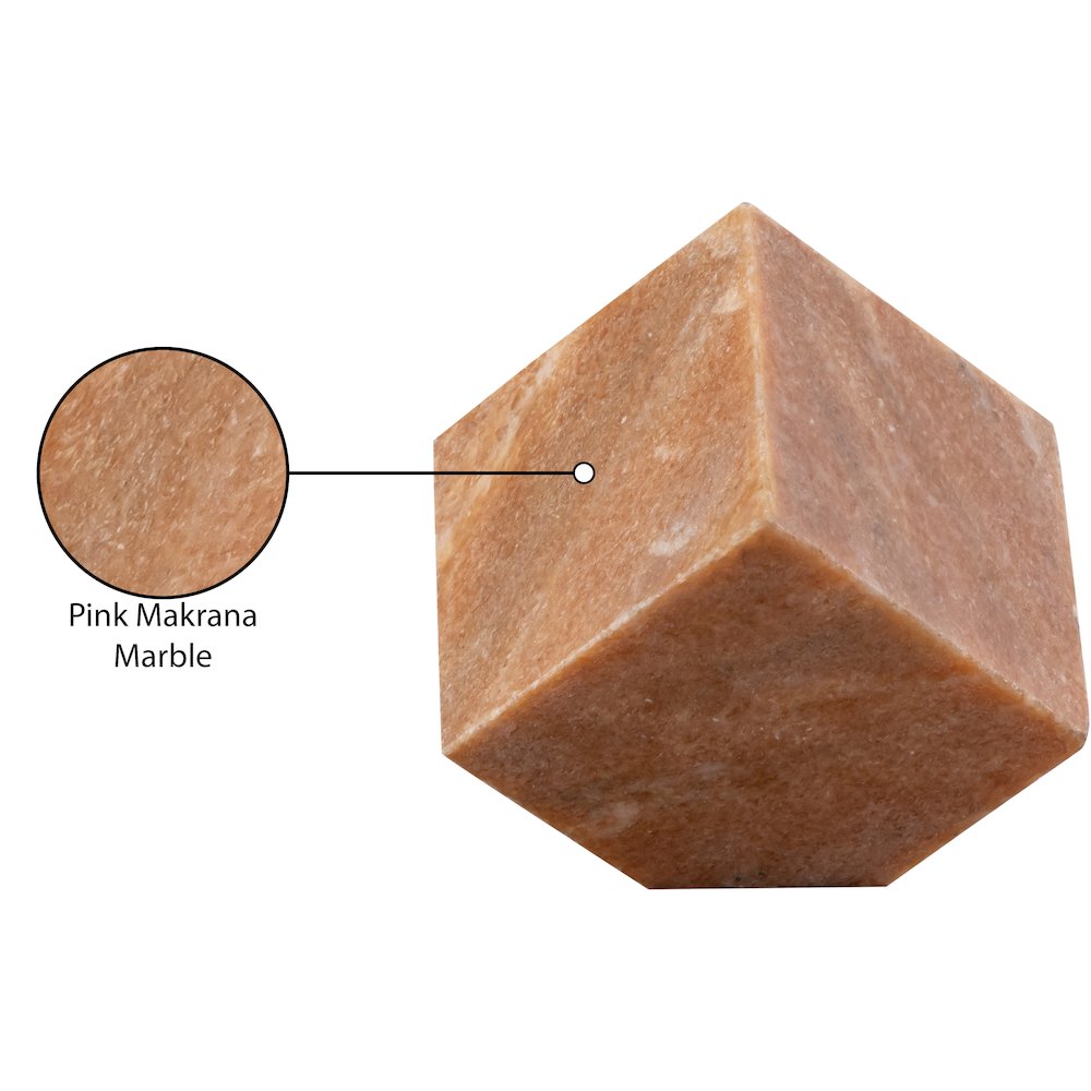 Block Pink Marble Decorative Cube. Picture 3
