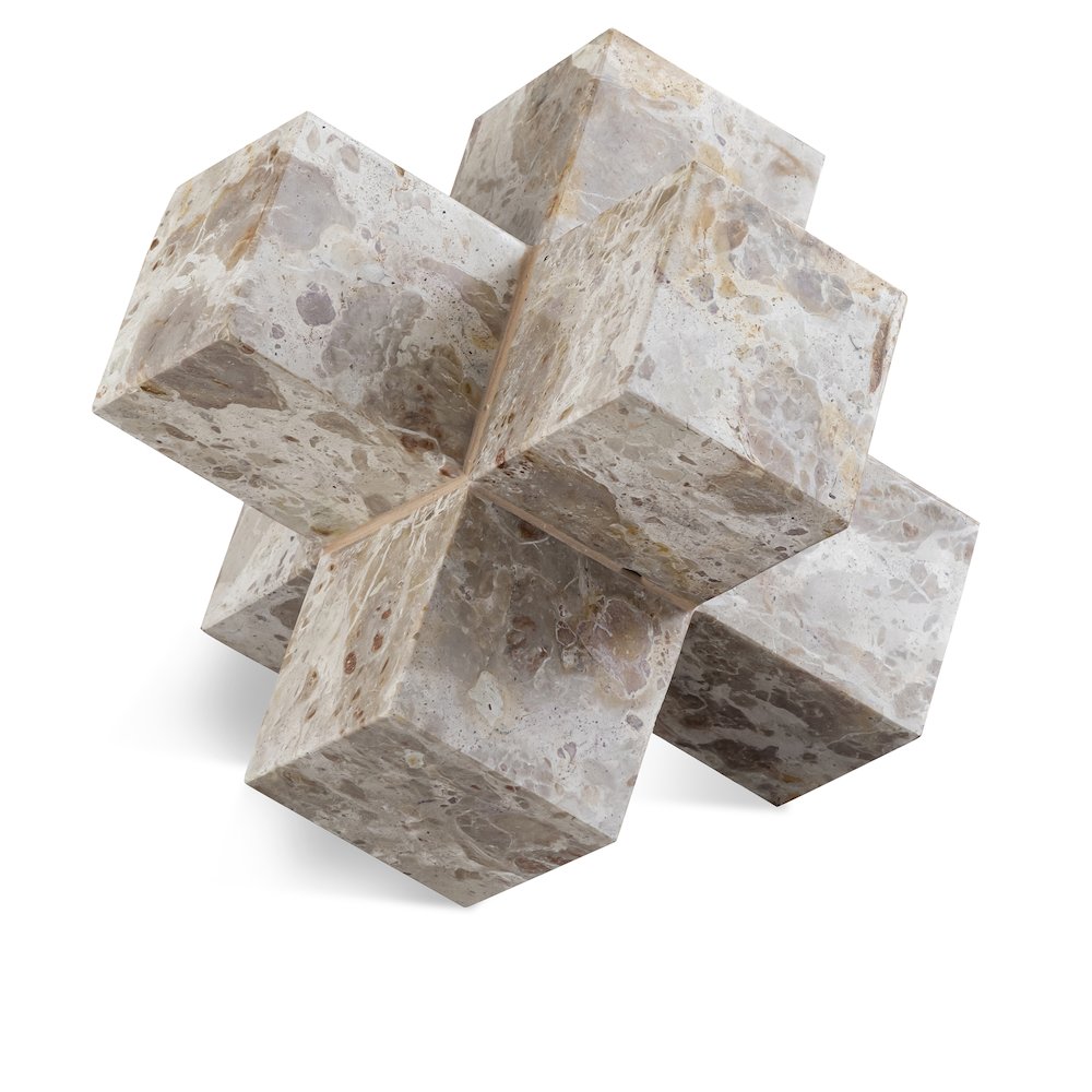 Jack Beige Marble Decorative Jack Object. Picture 1