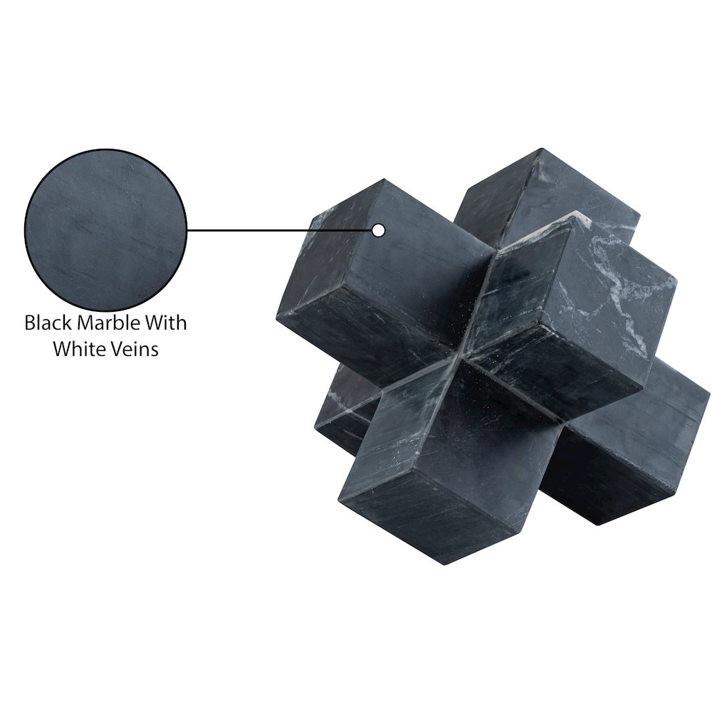 Jack Black Marble Decorative Jack Object. Picture 3